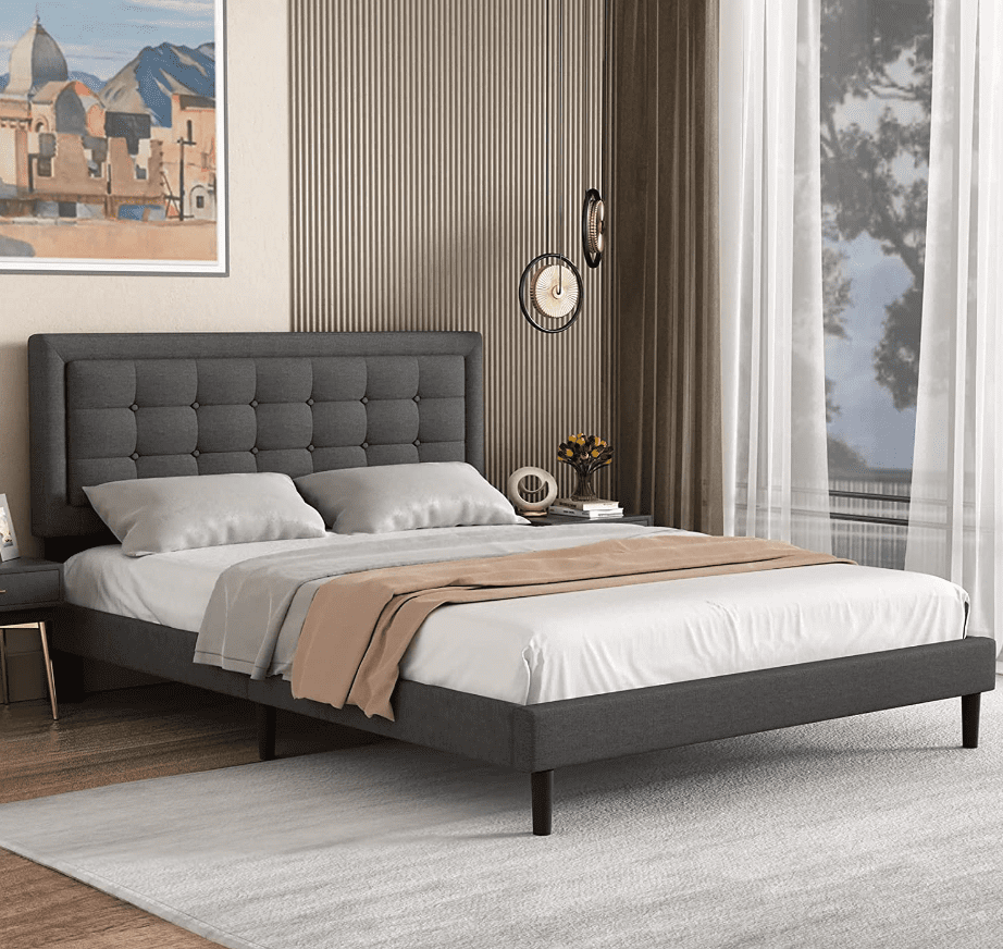 Lijimei带纽扣床头板大号床架