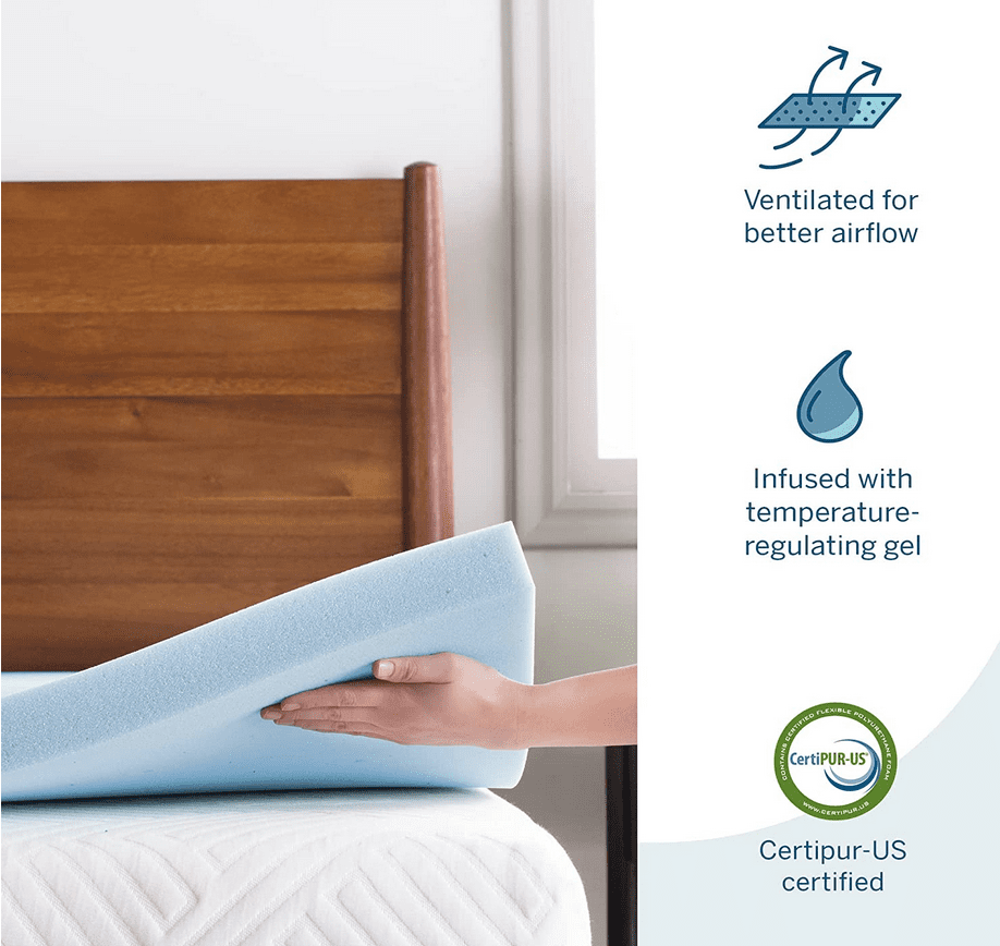 LUCID 3英寸通风凝胶记忆泡沫床垫套