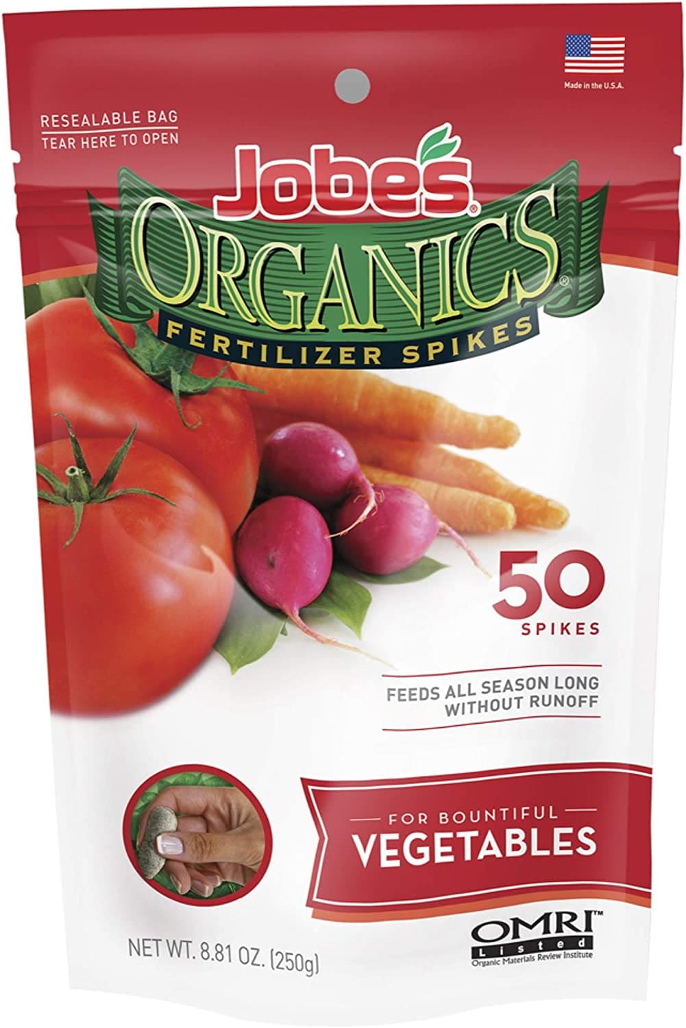 Jobes 06028 Organics Vegetable Fertilizer Spikes 2-7-4 50 Pack 