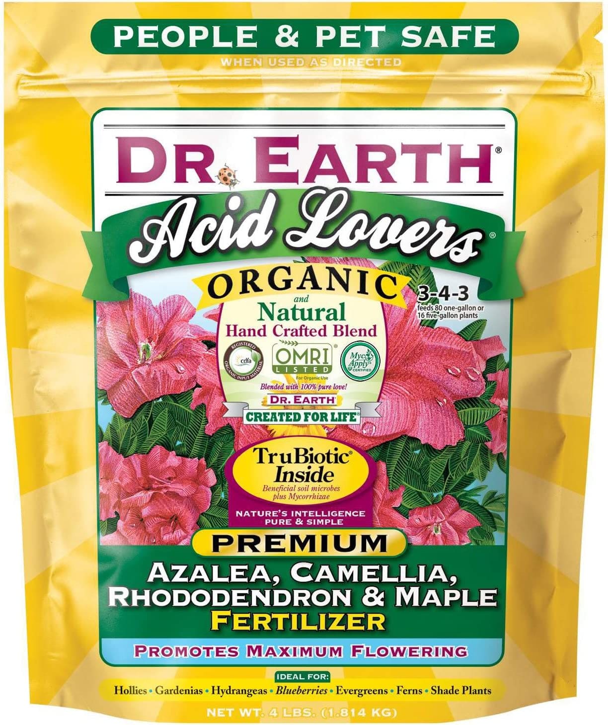 Dr. Earth Acid Lovers Azalea, Camellia, Rhododendron & Maple Fertilizer 4 lb