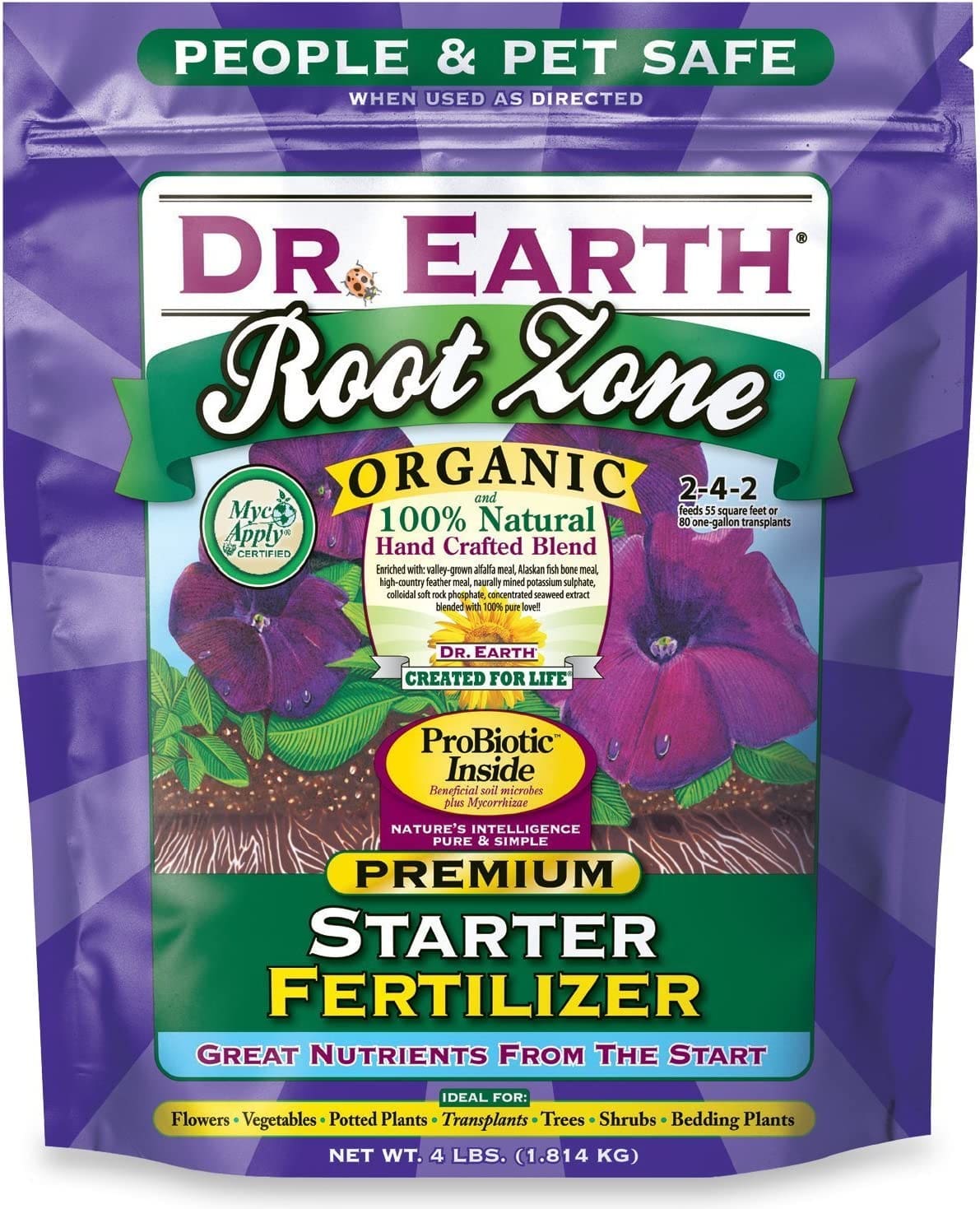 Dr. Earth 701P Organic 2 Starter & Transplant Fertilizer Poly, 4-Pound